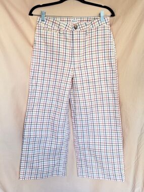 Madewell Emmett Wide-Leg Crop Pants in Rainbow Windowpane Size 27 Womens NWOT